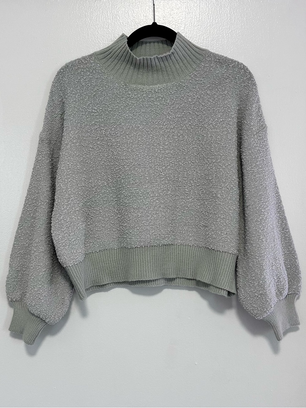 debut Cropped Turtleneck Sweater in Blue Gray